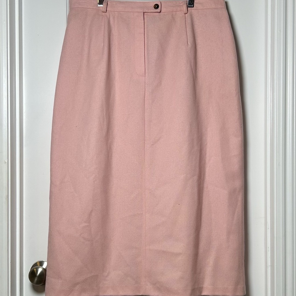 Sag Harbor Vintage 90s Dusty Rose Pink Wool A-Line Skirt Old Money Preppy Style